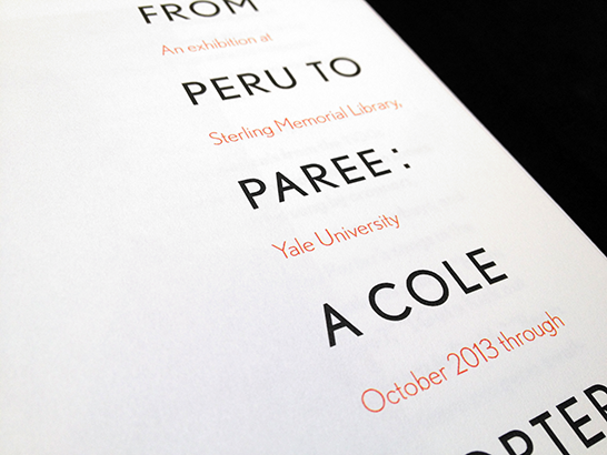 Close up, title page, Cole Porter exhibition booklet