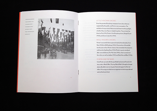 Inside spread, Cole Porter exhibition booklet