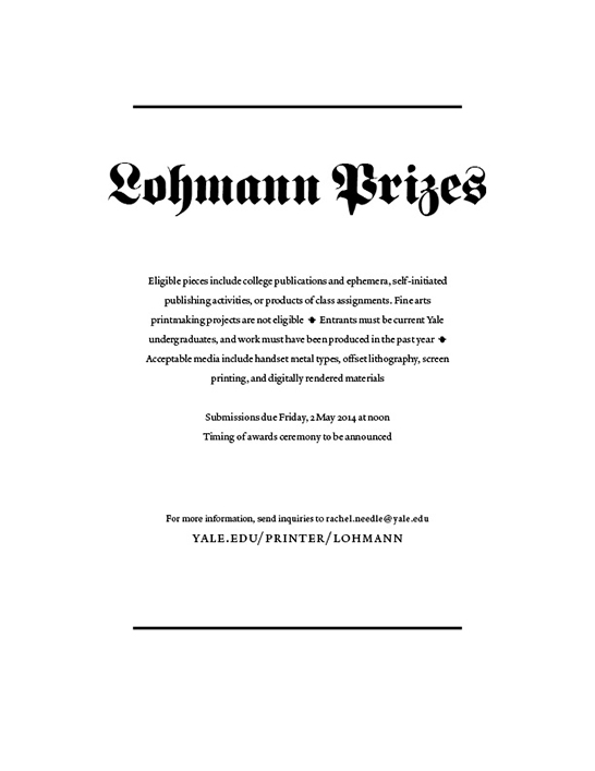 Lohmann Prizes, early announcement 