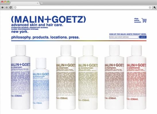 2x4&#039;s web design for Malin+Goetz.